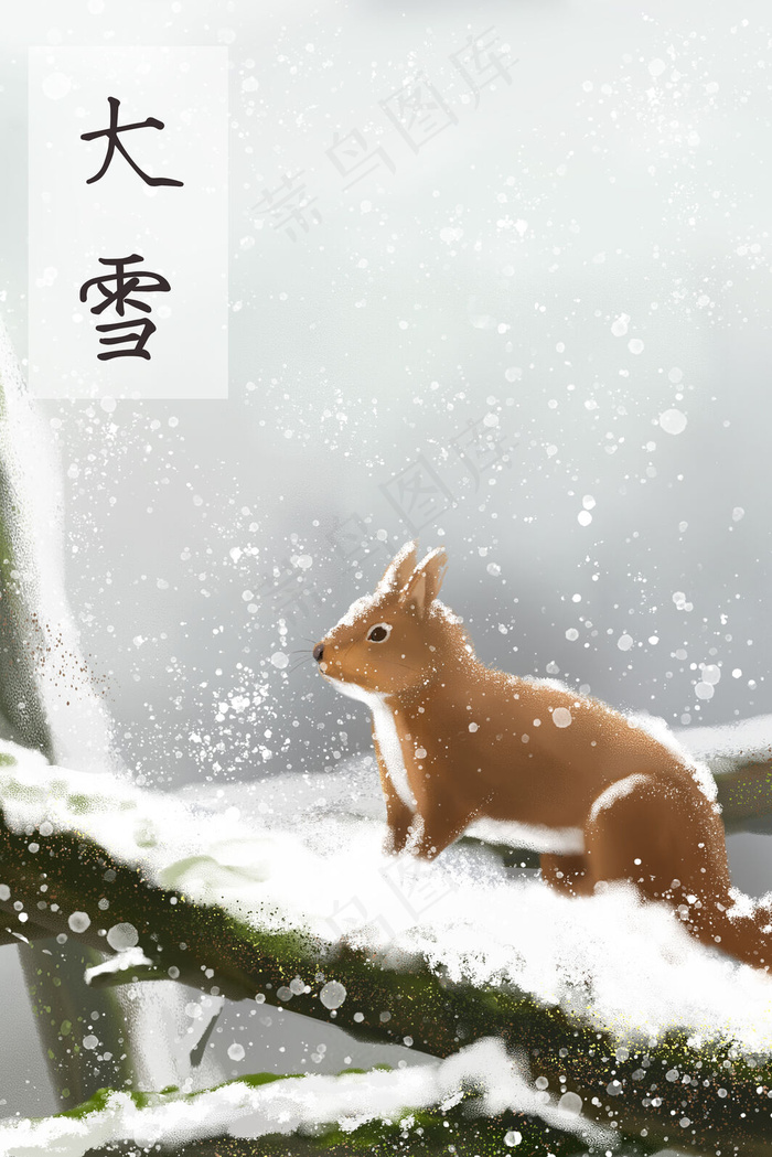 大雪-松鼠-冬天-动物-宠物(3545X5315(DPI:300))psd模版下载