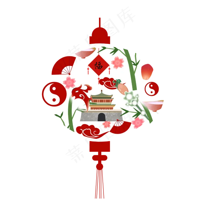 中国风国潮新年喜庆传统文化中国,免抠元素(3000X3000(DPI:300))psd模版下载