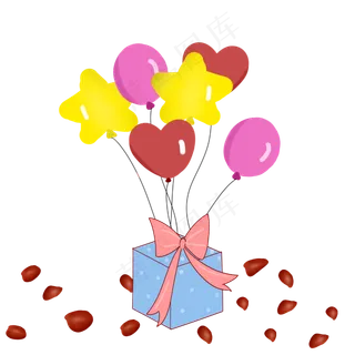七夕玫瑰花瓣气球礼物手绘