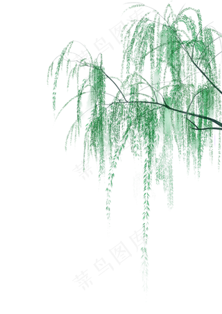 春天小清新水墨柳树,免抠元素