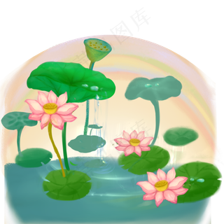 荷塘夜色治愈系绿色养眼