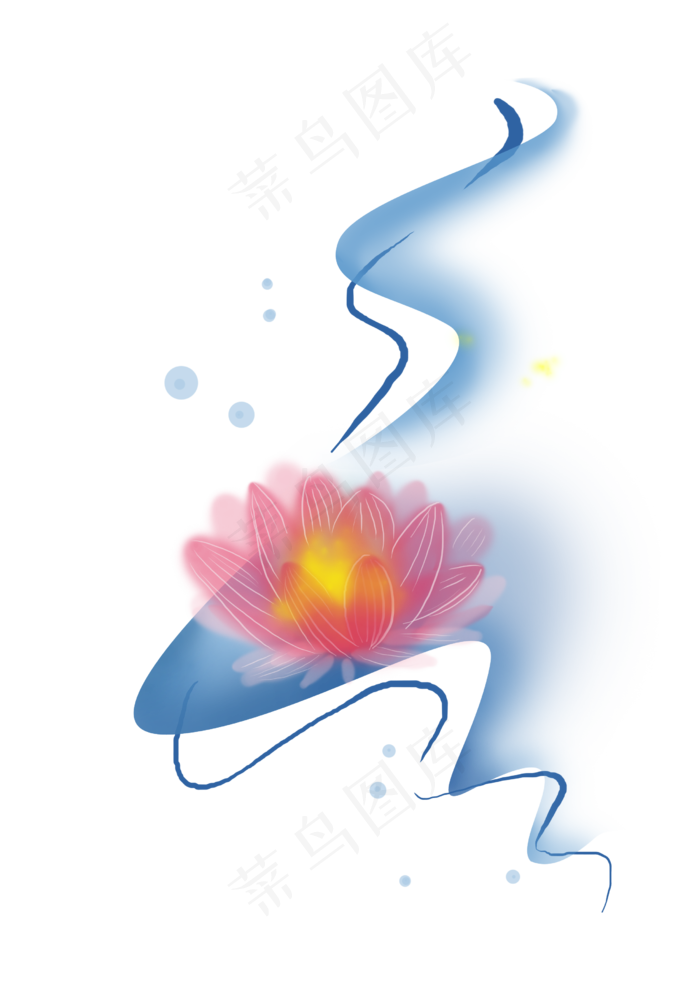 中元节鬼节水纹和莲花灯,免抠元素