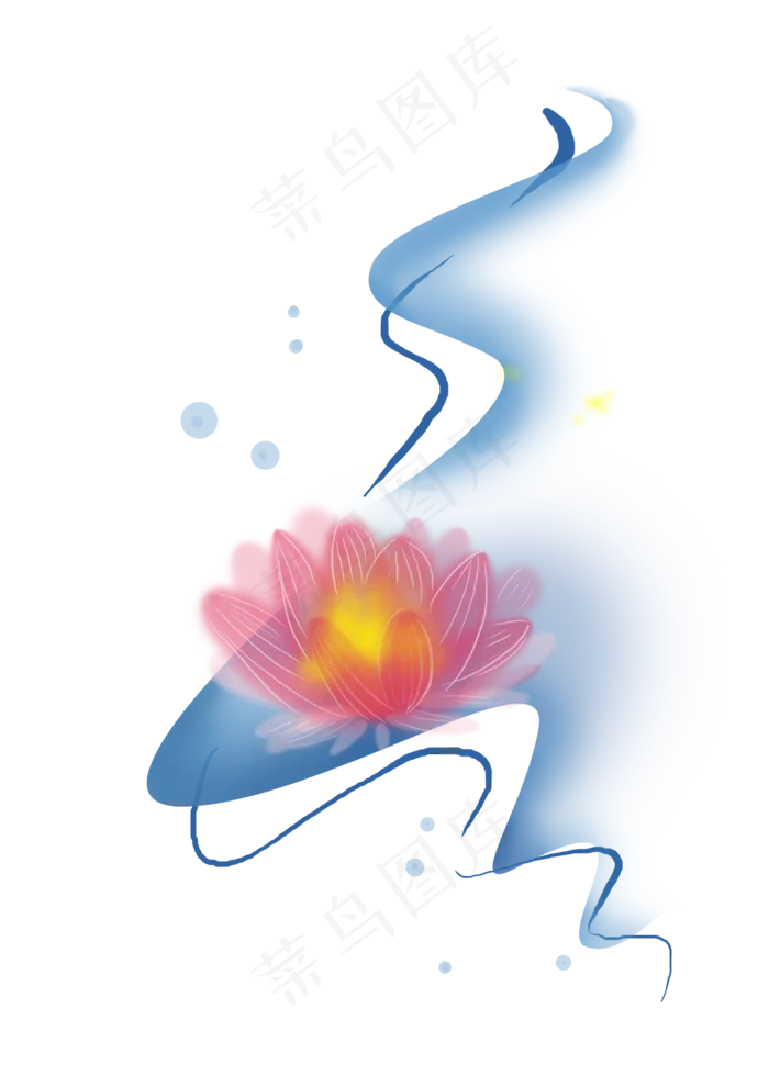 中元节鬼节水纹和莲花灯,免抠元素(2480X3508(DPI:300))psd模版下载