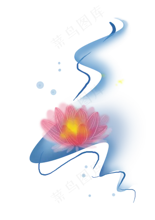 中元节鬼节水纹和莲花灯,免抠元素