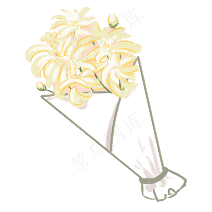 清明手捧花装饰插画