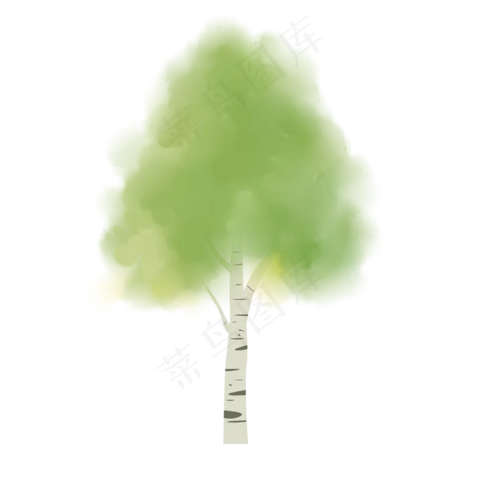 水彩白桦树(2000X2000(DPI:300))psd模版下载