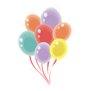 卡通手绘彩色漂浮气球,免抠元素