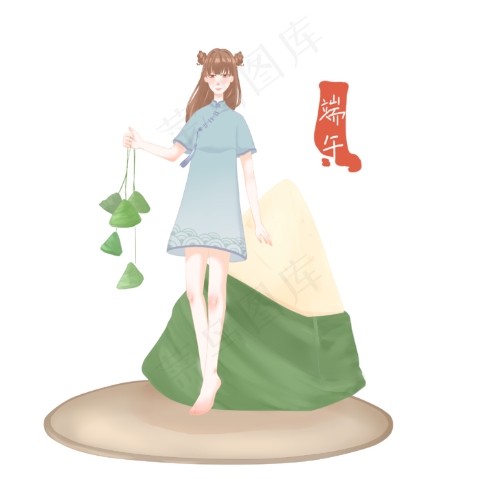 古风女孩吃粽子(3000X3000(DPI:300))psd模版下载