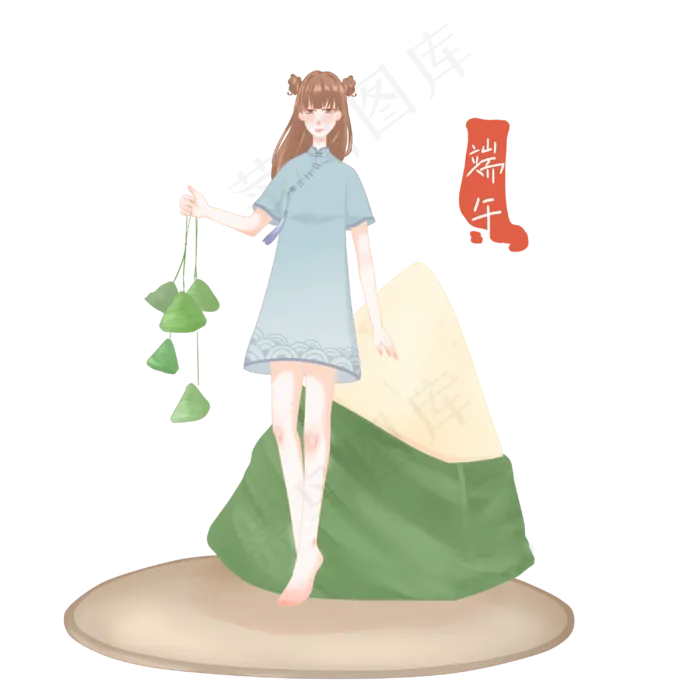 古风女孩吃粽子(3000X3000(DPI:300))psd模版下载