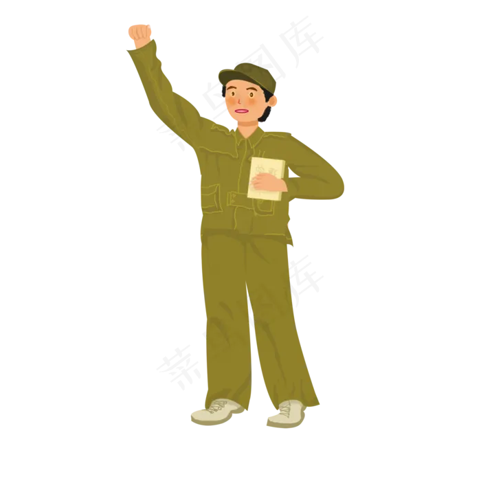 穿军装拿书的男孩(2000X2000(DPI:300))psd模版下载