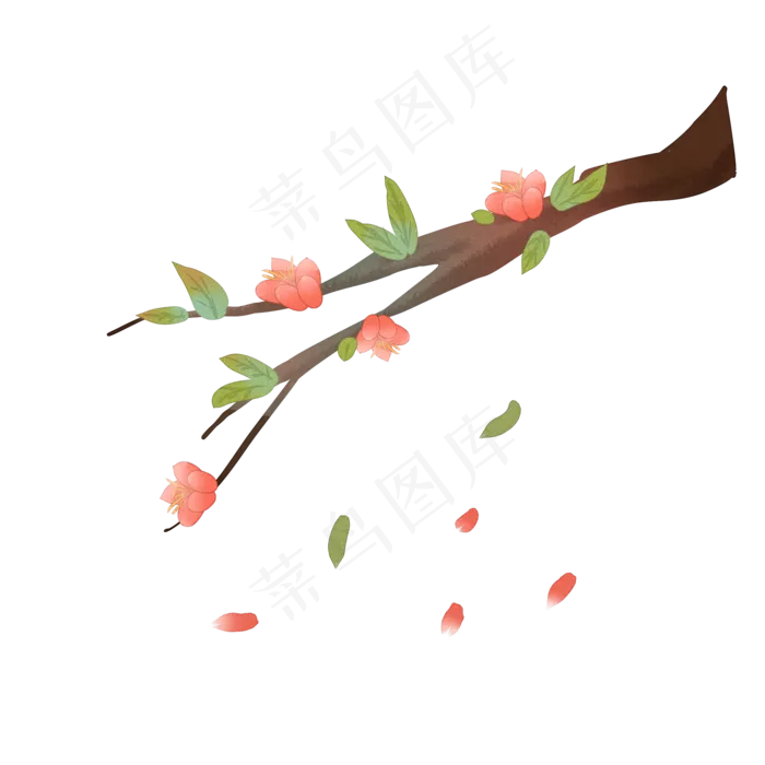 水彩中国风海棠花桃花透明底免抠(2000X2000(DPI:299))psd模版下载