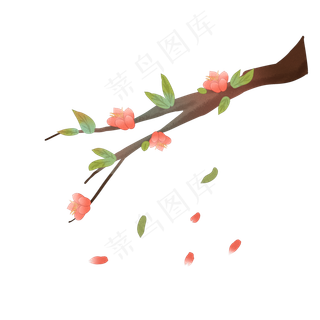 水彩中国风海棠花桃花透明底免抠