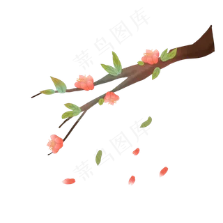 水彩中国风海棠花桃花透明底免抠