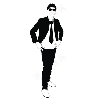 黑色剪影青年人物