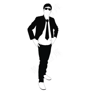 黑色剪影青年人物 黑色剪影青年人物