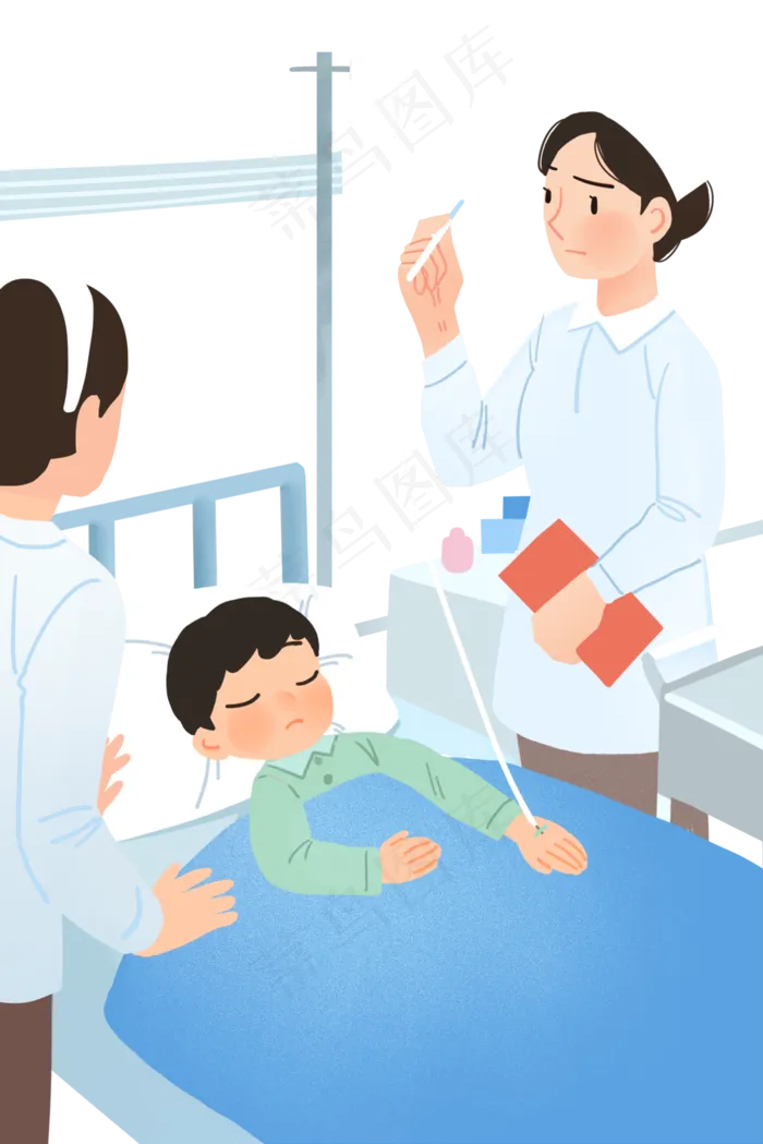 护士节病床护士白衣天使清新手绘