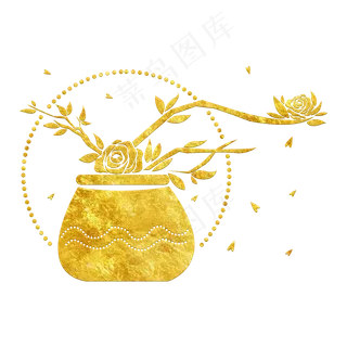 中国风传统烫金鲜花花纹装饰图之