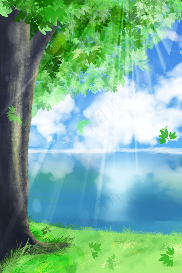 立夏大树阳光蓝天