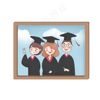 清新卡通漫画毕业季大学生毕业照