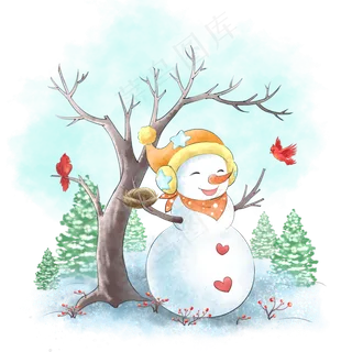 冬季卡通雪人漫画,免抠元素