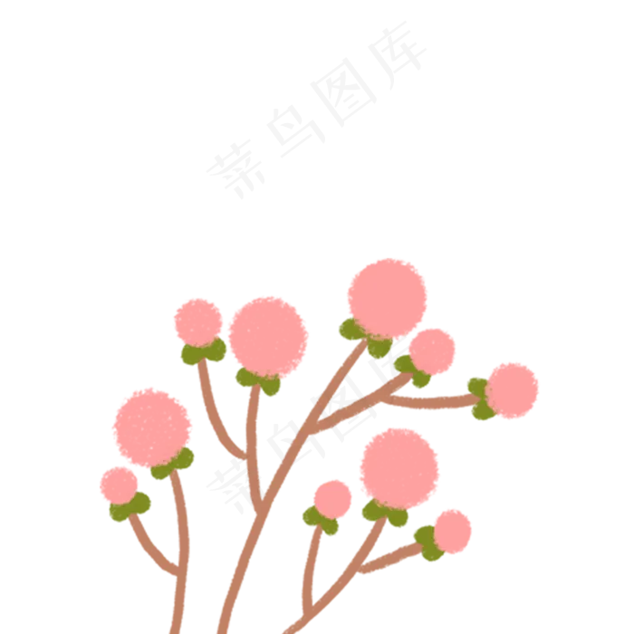 手绘一枝粉色的花(2000X2000(DPI:72))psd模版下载