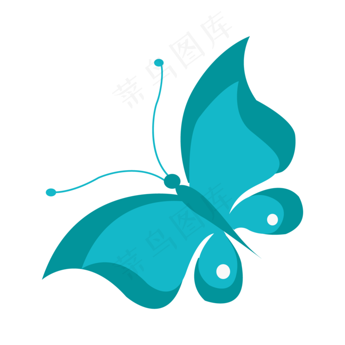 一直蓝色蝴蝶装饰图案,免抠元素