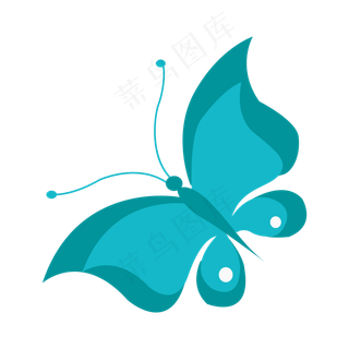 一直蓝色蝴蝶装饰图案,免抠元素