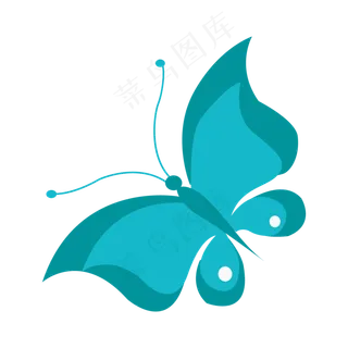 一直蓝色蝴蝶装饰图案,免抠元素