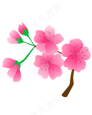 卡通免扣粉色花朵