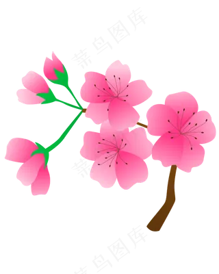 卡通免扣粉色花朵