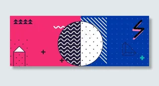 电商几何图形孟菲斯大促banner