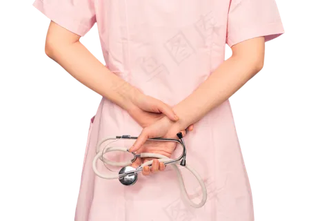 护士背身手拿听诊器