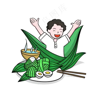 端午节吃粽子卡通免扣