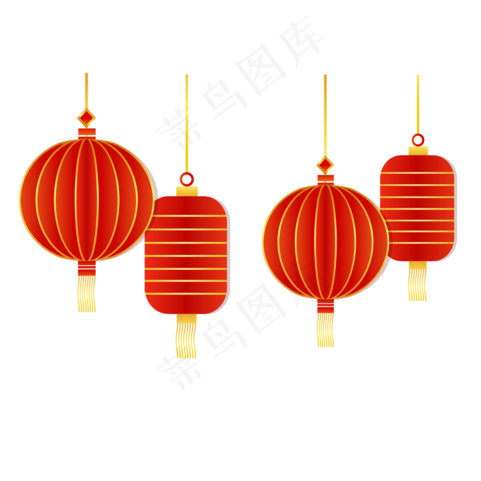 新年立体灯笼装饰,免抠元素(2000*2000px 300 dpi )ai矢量模版下载