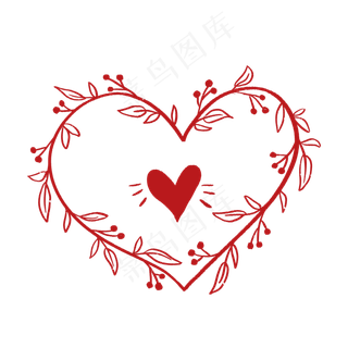 红色心形花环PNG免抠素材