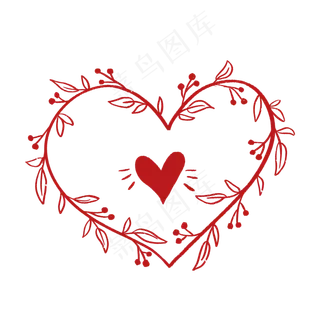 红色心形花环PNG免抠素材