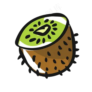 食物元素手绘可爱卡通水果猕猴桃