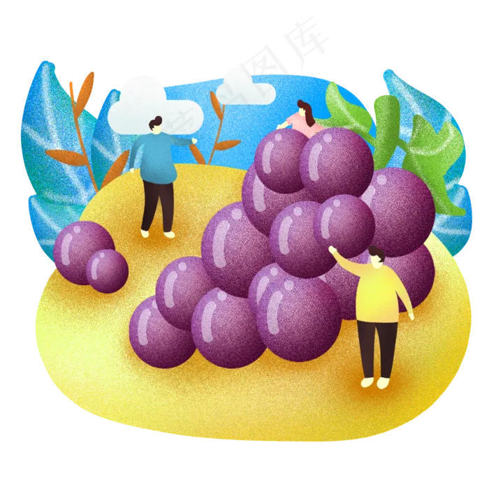 夏日夏季暑假水果葡萄手绘(2000X2000(DPI:300))psd模版下载