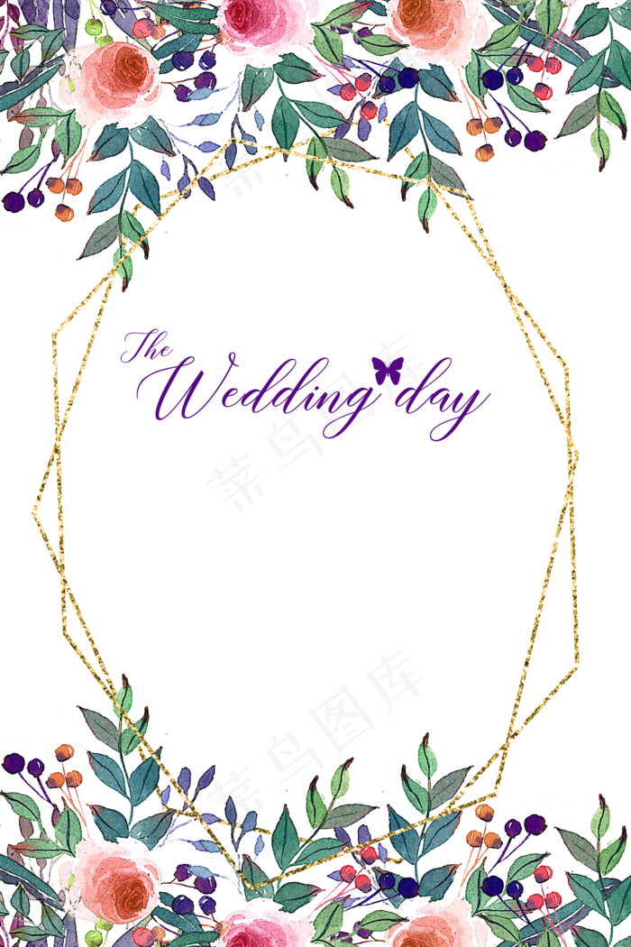 水彩花朵婚礼边框