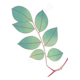 春季工笔画绿色植物,免抠元素