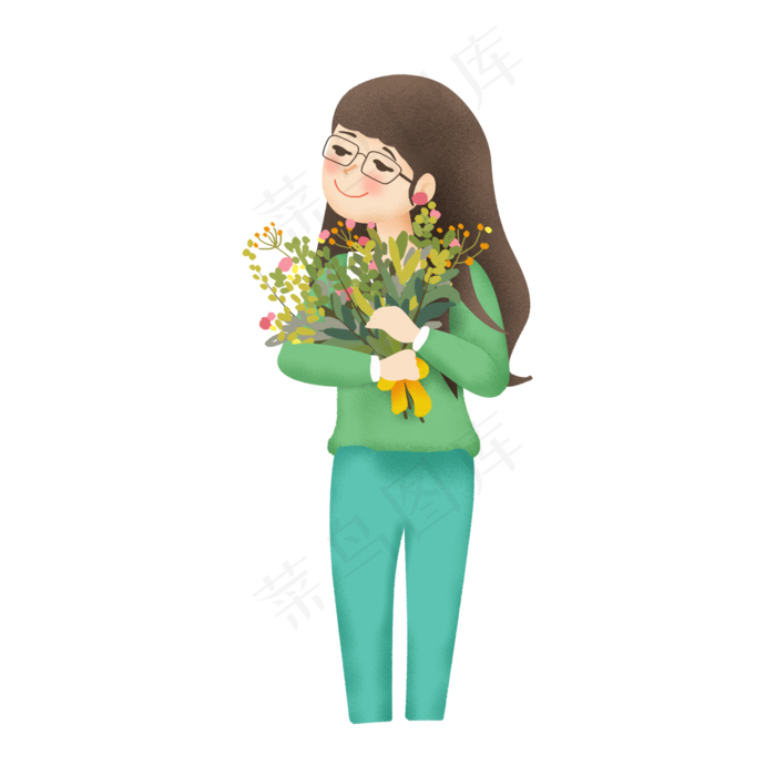 胸前拿花束的教师