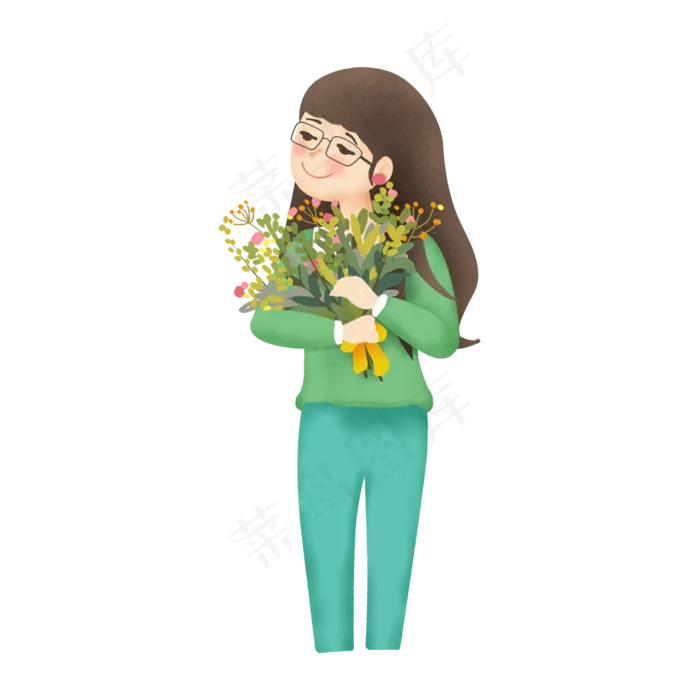 胸前拿花束的教师