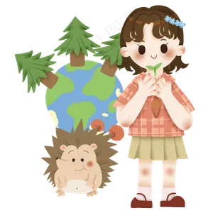 世界地球日森林和女孩
