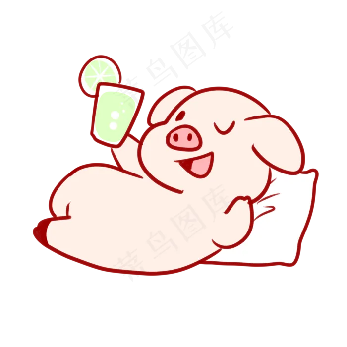 举着饮料的小猪(2100X2100(DPI:300))psd模版下载
