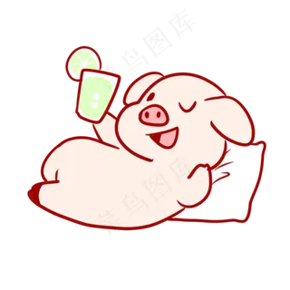 举着饮料的小猪