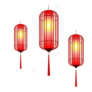 古风红色新年灯笼,免抠元素