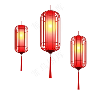 古风红色新年灯笼,免抠元素