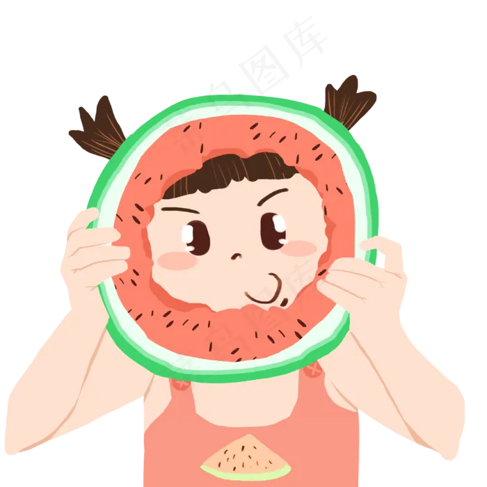 夏季西瓜水果女孩(2000X2000(DPI:300))psd模版下载