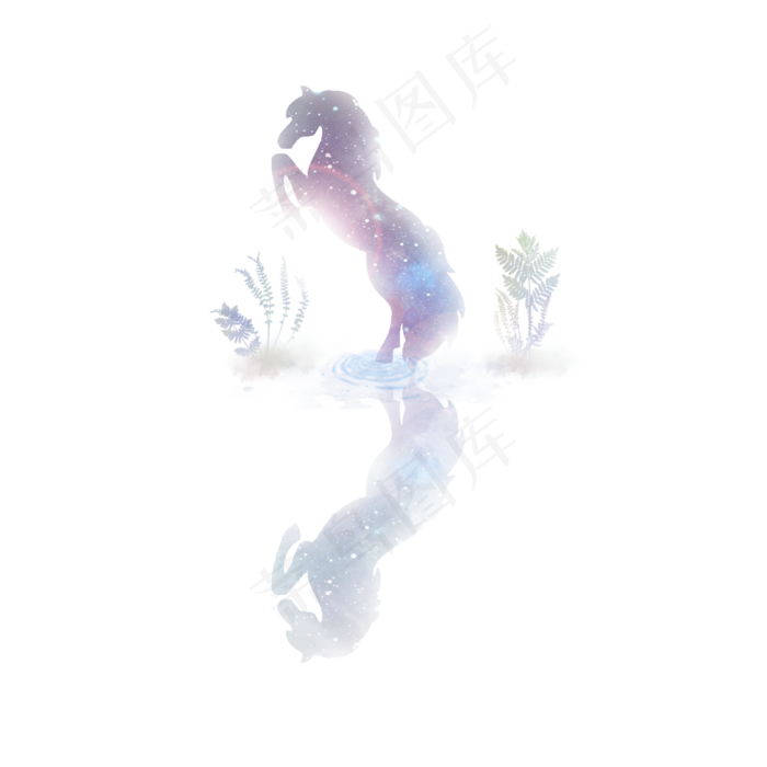 手绘水彩唯美动物骏马背景插画可