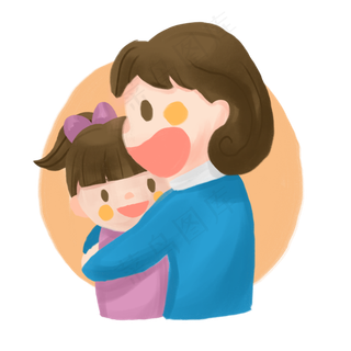 妇女节母子卡通手绘素材免费下载,免抠元素